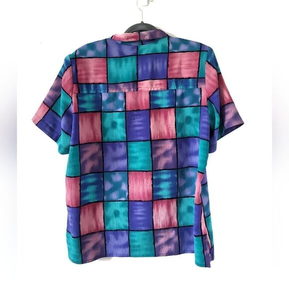 Vintage Coloured Square Short Sleeve Button Down Shirt - Picture 2 of 5